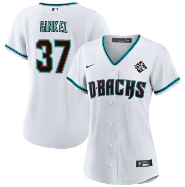 Women%27s Arizona Diamondbacks #37 Kevin Ginkel White 2023 World Series Stitched Jersey(Run Small) Dzhi